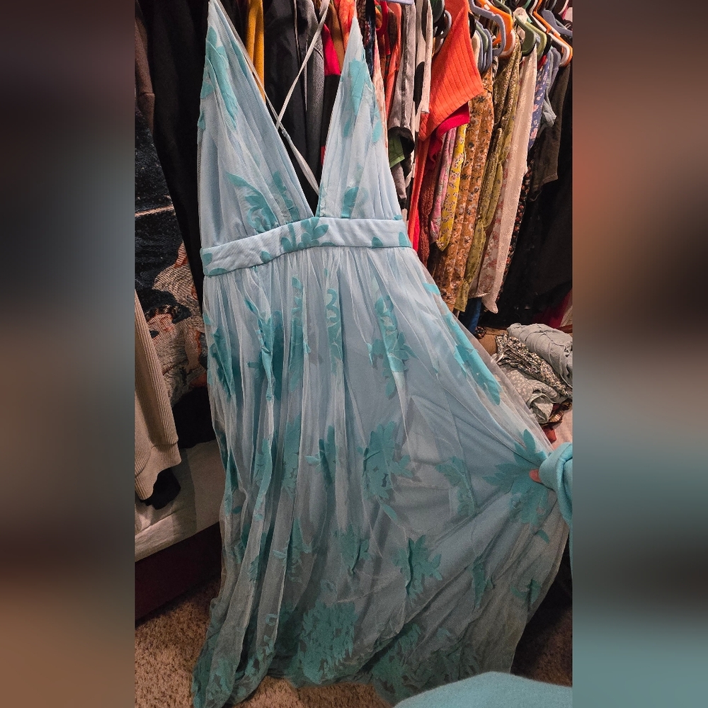 Floral Teal Formal Dress